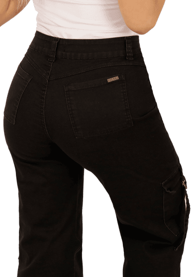 JEANS ALGODÓN MUJER DIRTY JEANS NEGRO CARGO JE3743N - 4