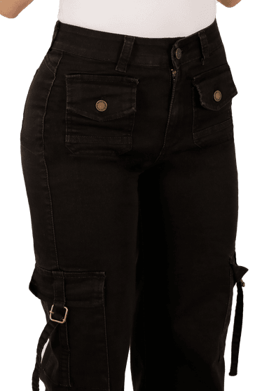 JEANS ALGODÓN MUJER DIRTY JEANS NEGRO CARGO JE3743N - 5