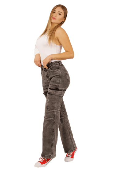 JEANS ALGODÓN MUJER DIRTY JEANS GRIS CARGO JE3646GC - 1