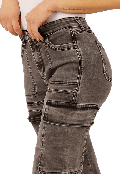 JEANS ALGODÓN MUJER DIRTY JEANS GRIS CARGO JE3646GC - 4