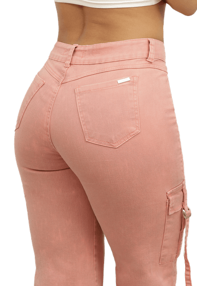 JEANS ALGODÓN MUJER DIRTY JEANS ROSA JE3872RO CARGO - 4