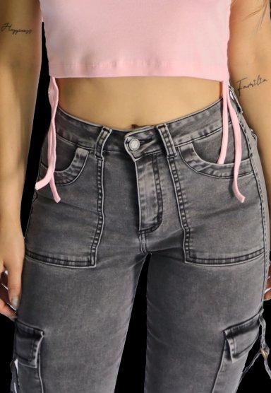 JEANS CARGO GRIS MUJER JE3521GC - 3