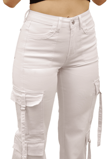 JEAN LARGO ALGODÓN MUJER DIRTY JEANS BLANCO CARGO JE3278BL 4B - 3