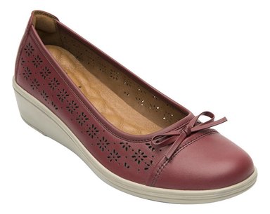 ZAPATO FLEXI MUJER CUERO CASTAÑA ROJO - 1