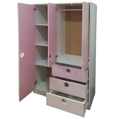 CAJONERA MUEBLES KIDS 3 CAJONES ROSADO 3 PUERTAS - 2