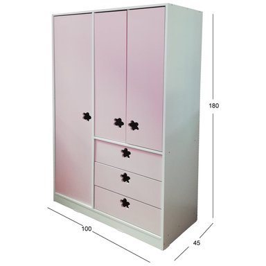 CAJONERA MUEBLES KIDS 3 CAJONES ROSADO 3 PUERTAS - 3
