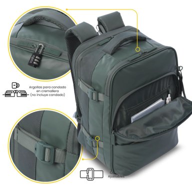 MOCHILA MULTIFUNCIONAL DE VIAJE MEDIANO TRIP VERDE - 6