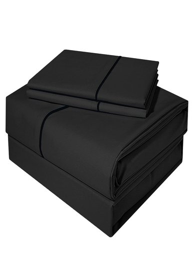 JUEGO DE SABANAS 300 HILOS 2P DARK DELICATO NEGRO VICTORIANAS - 1