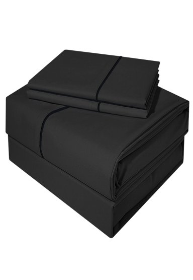 JUEGO DE SABANAS 300 HILOS KING DARK DELICATO NEGRO VICTORIANAS - 1
