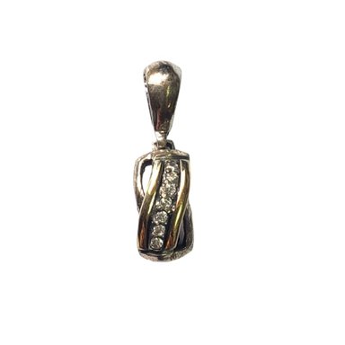 CONJUNTO AROS Y DIJE DE PLATA, CURVO ORO Y PIEDRAS - 2