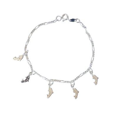 PULSERA 5 DIJES DE DELFINES 19 CM PLATA 925 - 1