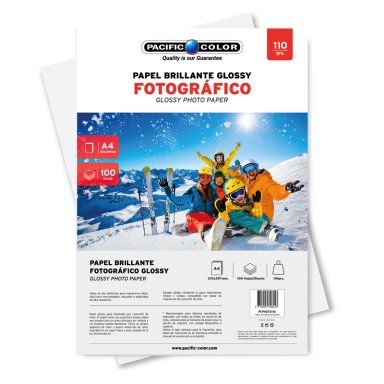 100 HOJAS PAPEL FOTOGRAFICO GLOSSY FORMATO A4 110GR - 1