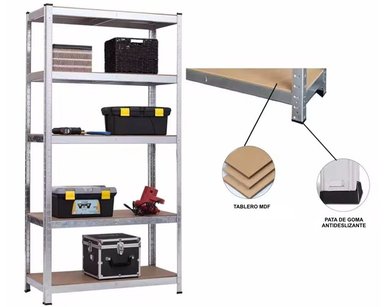 ESTANTE METALICO GALVANIZADO 150X70X30CM 5 REPISAS DE MDF AJUSTABLES 100K POR REPISA - 4