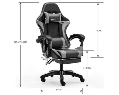 SILLA GAMER PENDRAGON 730-5 NEGRA BLANCA RECLINABLE APOYAPIES - 2