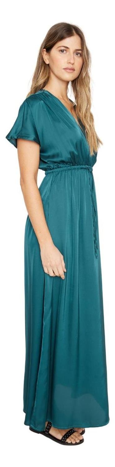 VESTIDO LUCILA SATIN PETROLEO JACINTA TIENDA - 3