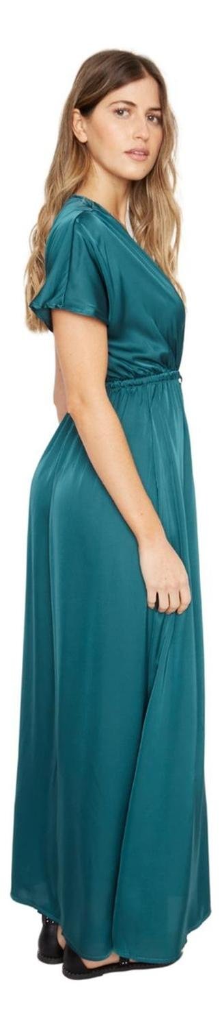 VESTIDO LUCILA SATIN PETROLEO JACINTA TIENDA - 4