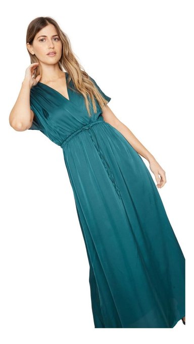 VESTIDO LUCILA SATIN PETROLEO JACINTA TIENDA - 6