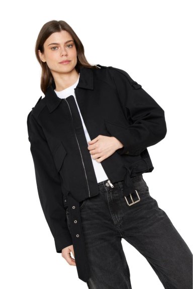 CHAQUETA AVIADORA COTTON NEGRA JACINTA TIENDA - 4