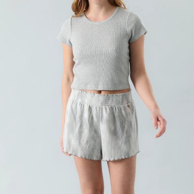 SHORT ALGODÓN MUJER FLORES GRIS 50370 RIB - 2