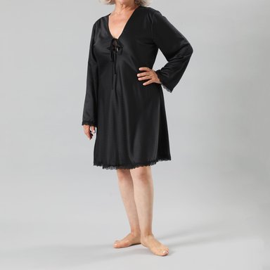 CAMISOLA MUJER FLORES NEGRO 33248 AMARRA SATIN JACQUARD M LARGA - 1