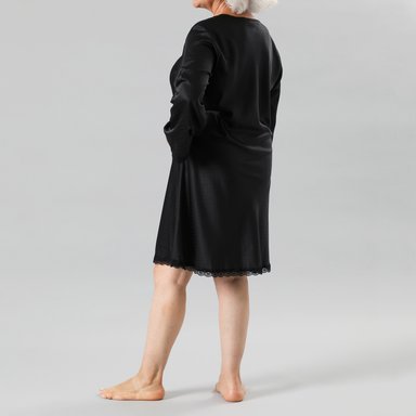 CAMISOLA MUJER FLORES NEGRO 33248 AMARRA SATIN JACQUARD M LARGA - 2