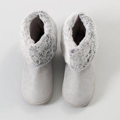 PANTUFLA MUJER FLORES 33304 BOTA SUEDE Y FUR - 1