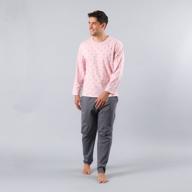 PIJAMA HOMBRE ESCOTE V PLATEADO - 1