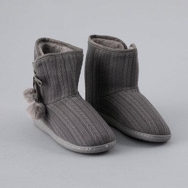 BOTA PANTUFLA TEJIDA MUJER PLATEADO - 1