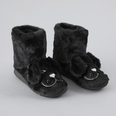 BOTA PANTUFLA MUJER ANIMALES EN COLOR NEGRO - 1