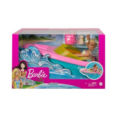 MUÑECA BARBIE LANCHA CON CHALECO SALVAVIDAS Y MASCOTA - 5