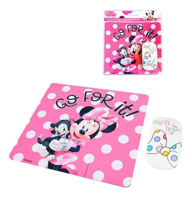 KIT MOUSE INALAMBRICO DISNEY Y MOUSE PAD MINNIE - 1