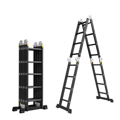 ESCALERA IGPRO PROFESIONAL HEAVY DUTY 6,9 MT 24 PELDAÑOS NEGRA NEGRO - 1