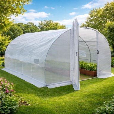 INVERNADERO 18M2 TUNEL 6X3X2M CON PUERTA BLANCO - 1