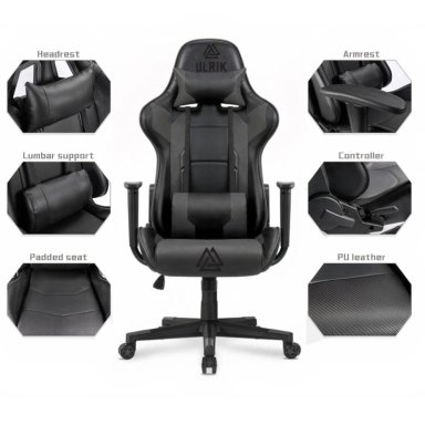 SILLA GAMER DE OFICINA PROFESIONAL ULRIK EN COLOR NEGRO - 4