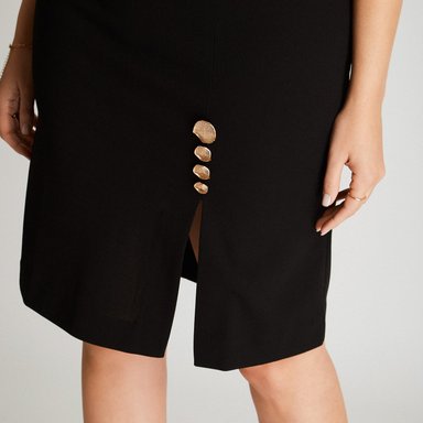 VESTIDO MIDI MUJER LORENZO DI PONTTI NEGRO SIN MANGA CUELLO REDONDO - 3