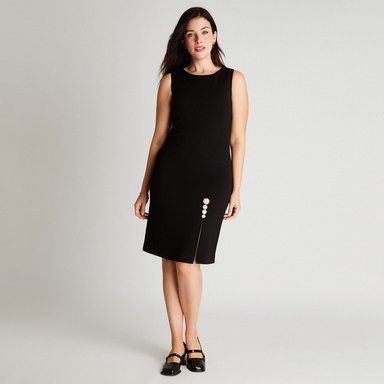 VESTIDO MIDI MUJER LORENZO DI PONTTI NEGRO SIN MANGA CUELLO REDONDO - 4