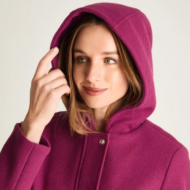 ABRIGO CON GORRO FORRADO EN PIEL MAGENTA - 3