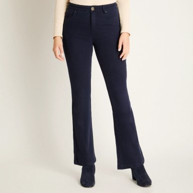 JEANS AZUL FLARE ELASTICIDAD MEDIA CALCE AJUSTADO - 1