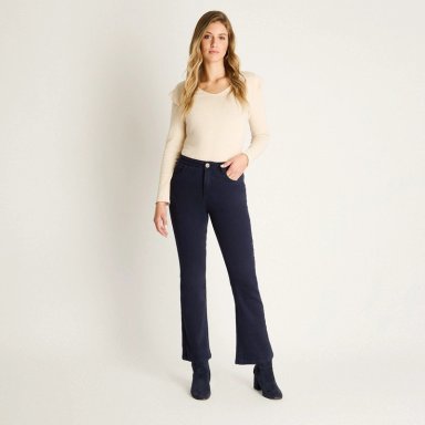 JEANS AZUL FLARE ELASTICIDAD MEDIA CALCE AJUSTADO - 4