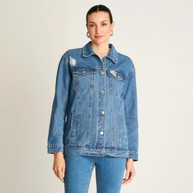 CASACA MEZCLILLA AZUL OVERSIZE CLASICA - 1