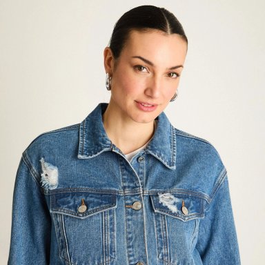 CASACA MEZCLILLA AZUL OVERSIZE CLASICA - 3