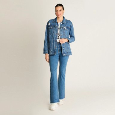 CASACA MEZCLILLA AZUL OVERSIZE CLASICA - 4