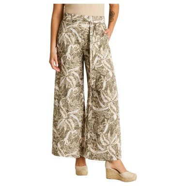 PANTALON SPORT VERDE PALAZZO NO ELASTICADO CALCE NORMAL - 1