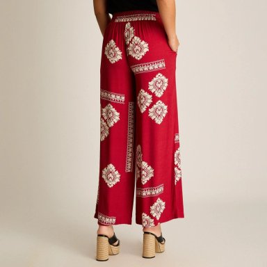 PANTALON SPORT ROJO PALAZZO NO ELASTICADO CALCE NORMAL - 2