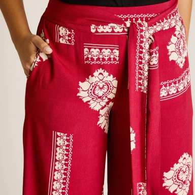 PANTALON SPORT ROJO PALAZZO NO ELASTICADO CALCE NORMAL - 3