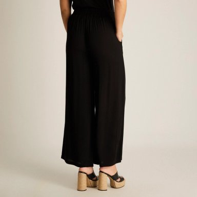 PANTALON SPORT NEGRO PALAZZO NO ELASTICADO CALCE NORMAL - 2