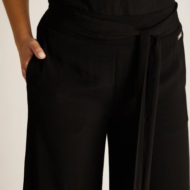 PANTALON SPORT NEGRO PALAZZO NO ELASTICADO CALCE NORMAL - 3