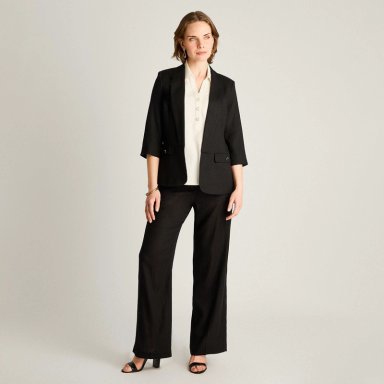 BLAZER NEGRO MANGA 3/4 LINO - 4