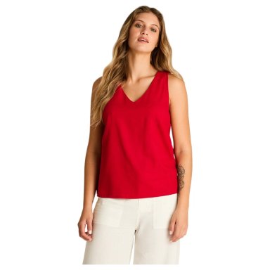 BLUSA ROJO SIN MANGAS NO ELASTICADO SIN FORRO CALCE NORMAL - 1