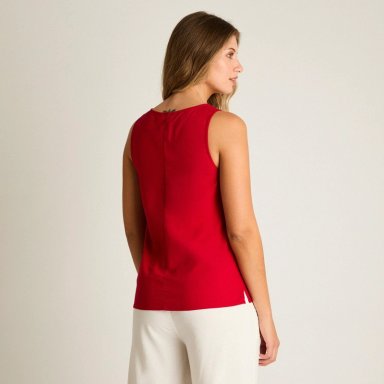 BLUSA ROJO SIN MANGAS NO ELASTICADO SIN FORRO CALCE NORMAL - 2